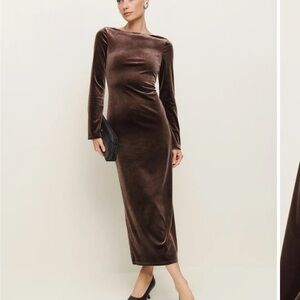 Reformation Long Sleeve Velvet Dress